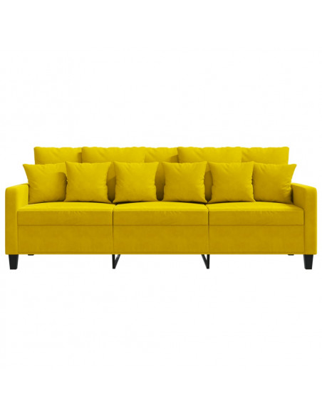 Divano a 3 Posti Giallo 180 cm in Velluto