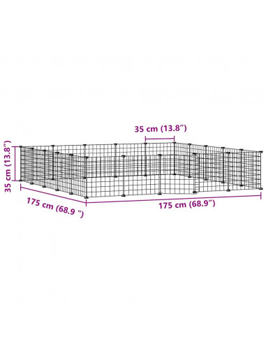 Gabbia per Animali 20 Pannelli con Porta Nera 35x35 cm Acciaio