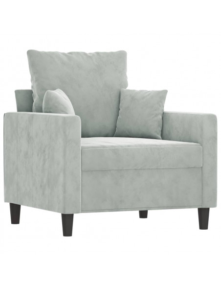 Set di Divani 3 pz con Cuscini Grigio Chiaro in Velluto