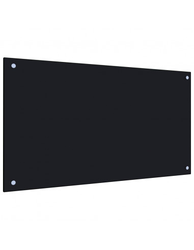 Paraschizzi per Cucina Nero 90x50 cm in Vetro Temperato