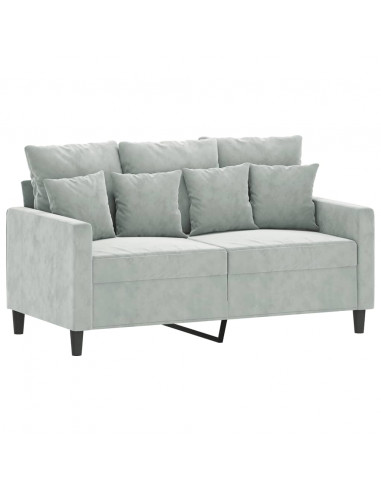 Set di Divani 2 pz con Cuscini Grigio Chiaro in Velluto