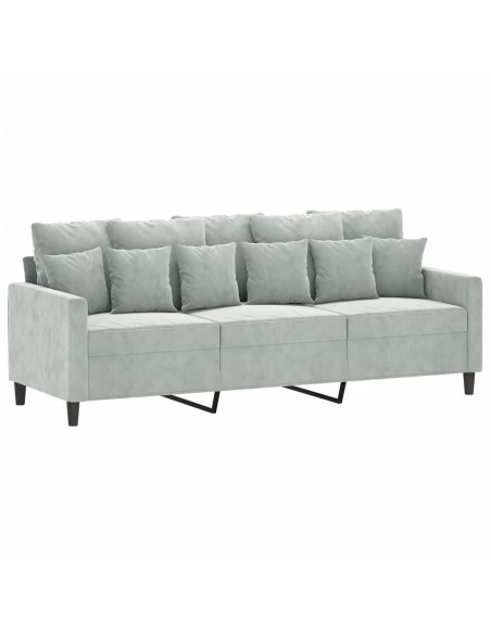 Set di Divani 2 pz con Cuscini Grigio Chiaro in Velluto