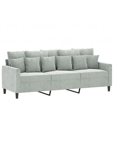 Set di Divani 4 pz con Cuscini Grigio Chiaro in Velluto