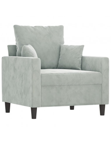 Set di Divani 4 pz con Cuscini Grigio Chiaro in Velluto