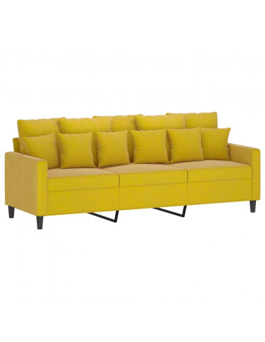 Set di Divani 3 pz con Cuscini giallo in Velluto