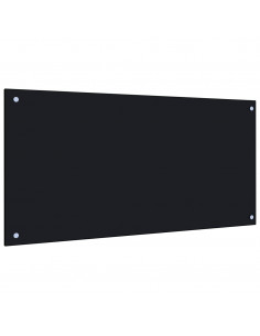 Paraschizzi per Cucina Nero 100x50 cm in Vetro Temperato 2