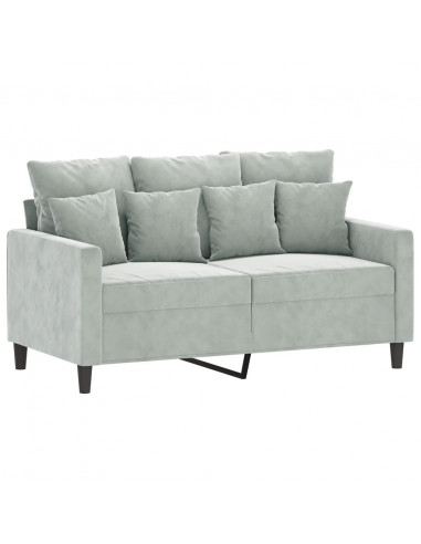 Set di Divani 3 pz con Cuscini Grigio Chiaro in Velluto