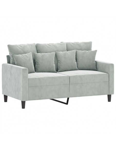 Set di Divani 3 pz con Cuscini Grigio Chiaro in Velluto