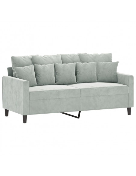Set di Divani 3 pz con Cuscini Grigio Chiaro in Velluto