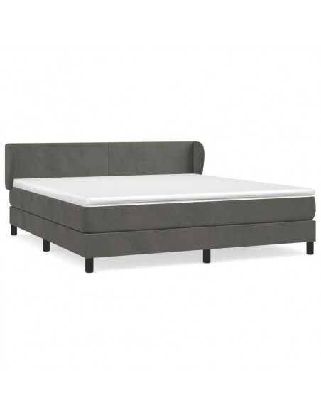 Giroletto a Molle con Materasso Grigio Scuro 160x200 cm Velluto