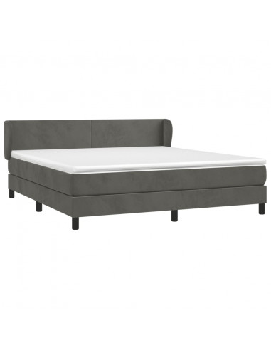 Giroletto a Molle con Materasso Grigio Scuro 160x200 cm Velluto