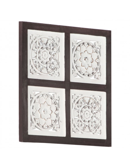 Pannello Murale Intagliato MDF 40x40x1,5 cm Marrone e Bianco