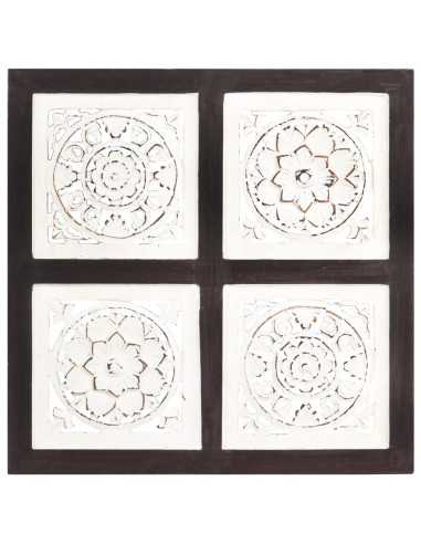 Pannello Murale Intagliato MDF 40x40x1,5 cm Marrone e Bianco