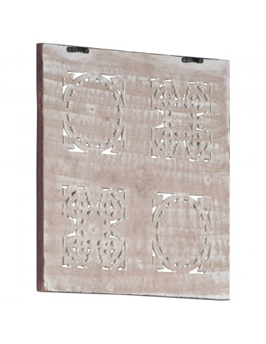 Pannello Murale Intagliato MDF 40x40x1,5 cm Marrone e Bianco
