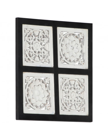 Pannello Murale Intagliato MDF 40x40x1,5 cm Nero e Bianco