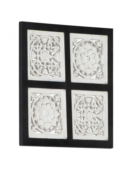 Pannello Murale Intagliato MDF 40x40x1,5 cm Nero e Bianco