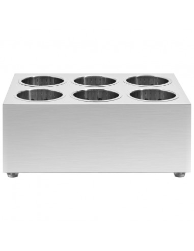 Portaposate con 6 Inserti Quadrato in Acciaio Inox