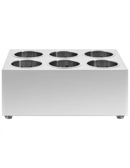 Portaposate con 6 Inserti Quadrato in Acciaio Inox