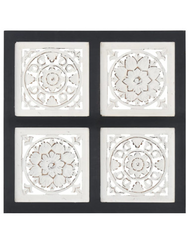 Pannello Murale Intagliato MDF 40x40x1,5 cm Nero e Bianco