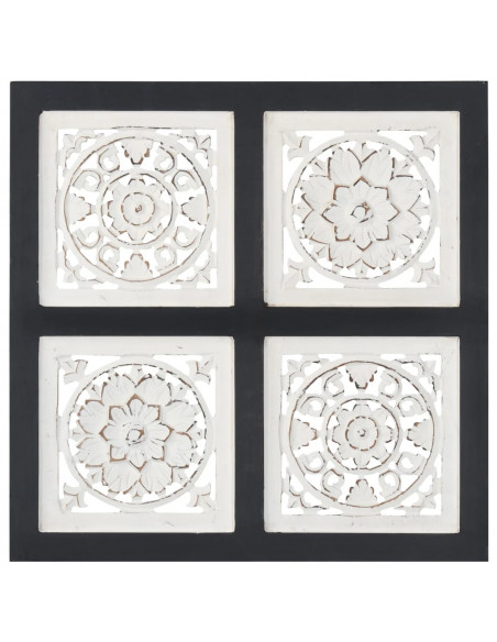 Pannello Murale Intagliato MDF 40x40x1,5 cm Nero e Bianco