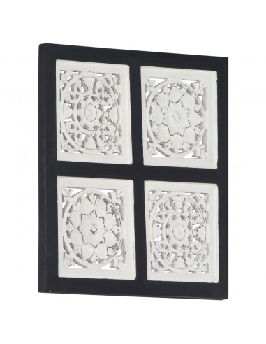 Pannello Murale Intagliato MDF 40x40x1,5 cm Nero e Bianco