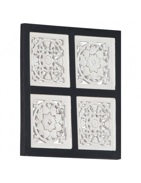 Pannello Murale Intagliato MDF 40x40x1,5 cm Nero e Bianco
