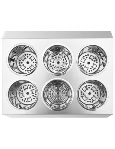 Portaposate con 6 Inserti Quadrato in Acciaio Inox
