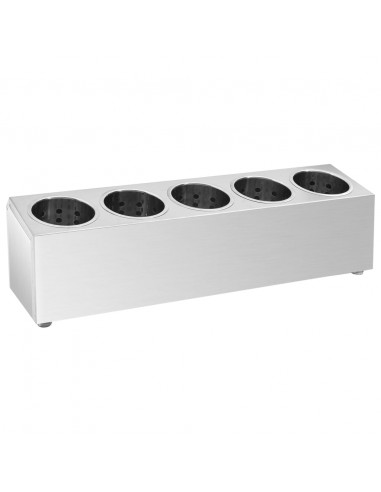 Portaposate con 5 Inserti Rettangolare in Acciaio Inox