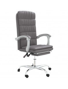 Poltrona da Ufficio Reclinabile Grigia in Similpelle 2