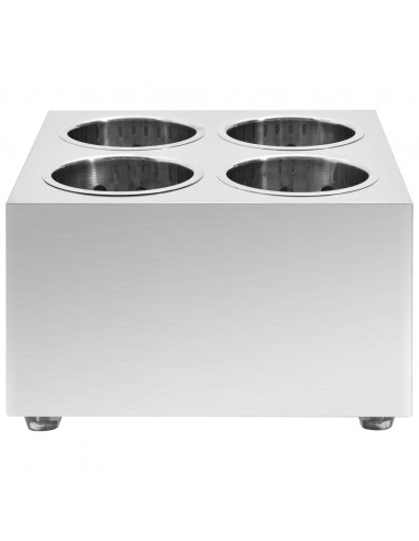 Portaposate con 4 Inserti Quadrato in Acciaio Inox