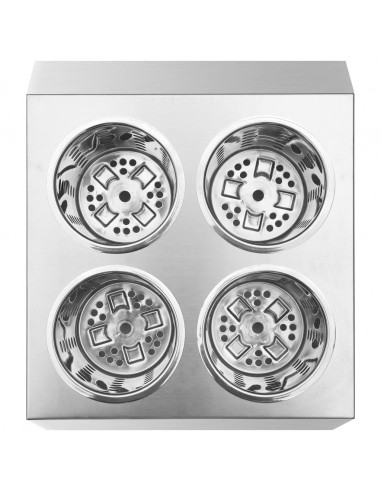 Portaposate con 4 Inserti Quadrato in Acciaio Inox