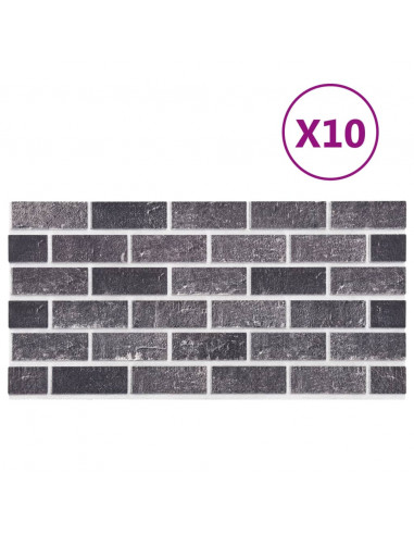 Pannelli Murali 3D con Mattoni Nero e Grigio 10 pz EPS