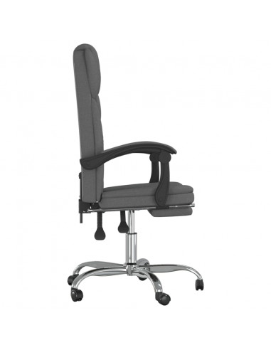 Poltrona da Ufficio Reclinabile Grigio Scuro in Tessuto