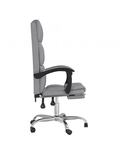 Poltrona da Ufficio Reclinabile Grigio Chiaro in Tessuto