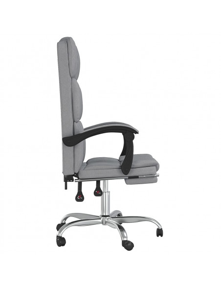 Poltrona da Ufficio Reclinabile Grigio Chiaro in Tessuto