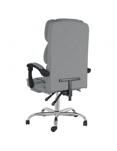 Poltrona da Ufficio Reclinabile Grigio Chiaro in Tessuto
