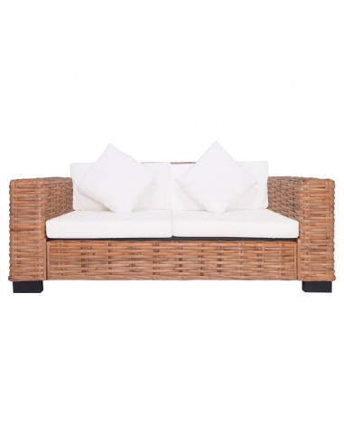 Set di Divani con Cuscini 2 pz in Rattan Naturale