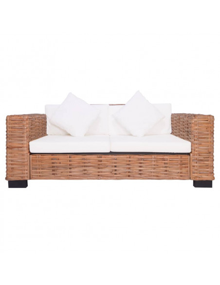 Set di Divani con Cuscini 2 pz in Rattan Naturale