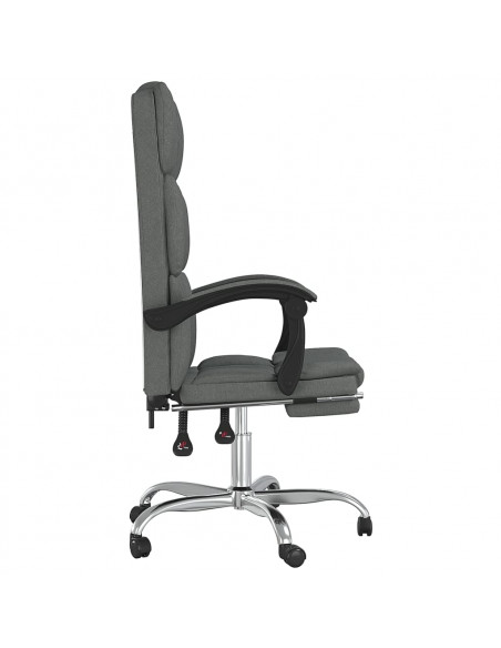 Poltrona da Ufficio Reclinabile Grigio Scuro in Tessuto