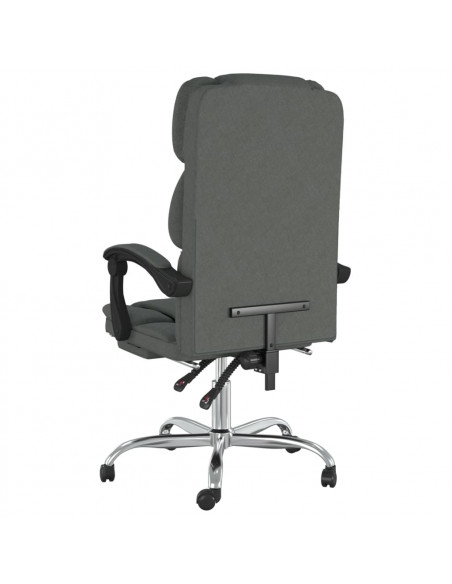 Poltrona da Ufficio Reclinabile Grigio Scuro in Tessuto