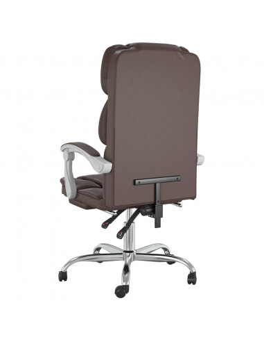 Poltrona da Ufficio Reclinabile Marrone in Similpelle