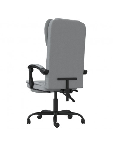 Poltrona da Ufficio Reclinabile Grigio Chiaro in Tessuto