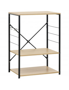 Mobile Microonde Nero e Rovere 60x39,6x79,5cm Legno Multistrato 2