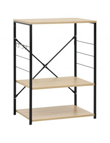 Mobile Microonde Nero e Rovere 60x39,6x79,5cm Legno Multistrato