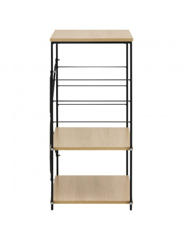 Mobile Microonde Nero e Rovere 60x39,6x79,5cm Legno Multistrato