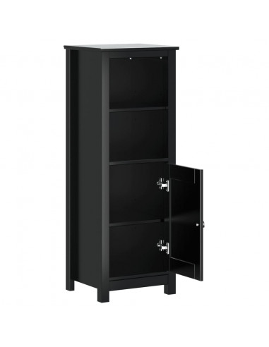 Mobile da Bagno BERG Nero 40x34x110 cm Legno Massello di Pino