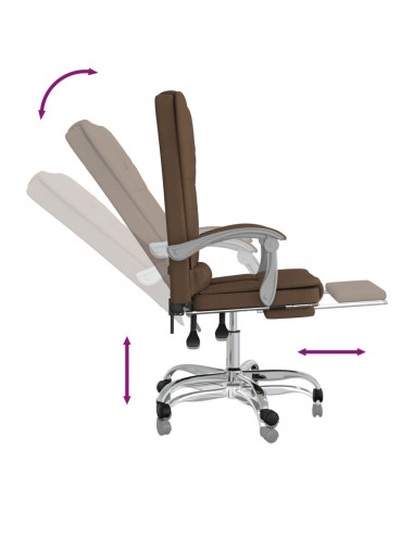 Sedia da Ufficio Massaggio Reclinabile Marrone in Tessuto