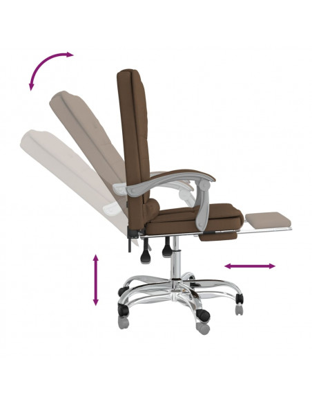 Sedia da Ufficio Massaggio Reclinabile Marrone in Tessuto