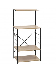 Mobile Microonde Nero e Rovere 60x39,6x123cm Legno Multistrato 2