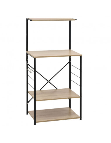 Mobile Microonde Nero e Rovere 60x39,6x123cm Legno Multistrato